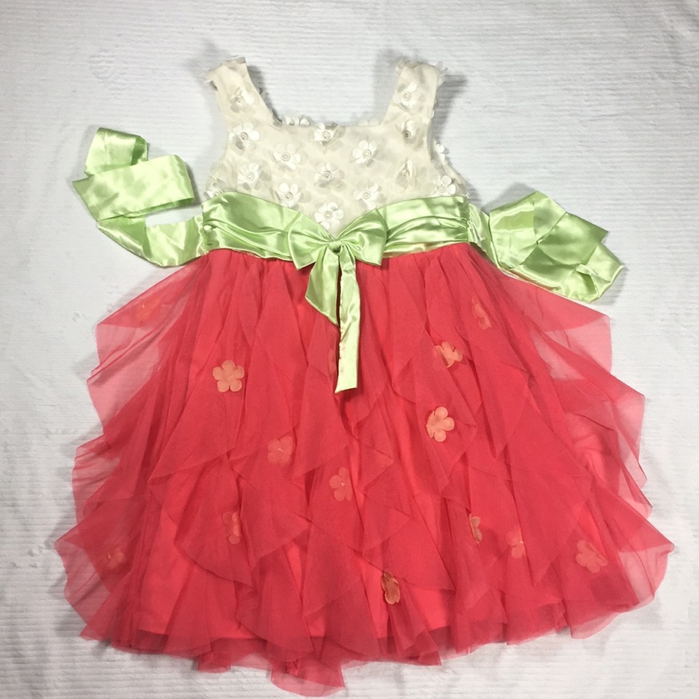 Girls Floral Chiffon Formal Easter Dress Size 6